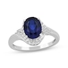 Thumbnail Image 1 of Oval-Cut Blue Lab-Created Sapphire & White Lab-Created Sapphire Ring Sterling Silver