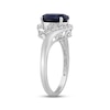 Thumbnail Image 2 of Oval-Cut Blue Lab-Created Sapphire & White Lab-Created Sapphire Ring Sterling Silver
