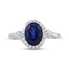 Thumbnail Image 3 of Oval-Cut Blue Lab-Created Sapphire & White Lab-Created Sapphire Ring Sterling Silver