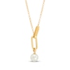 Thumbnail Image 2 of STUDIO BY KAY Cultured Pearl Chain Link Drop Necklace 24K Yellow Gold Vermeil Sterling Silver 18"