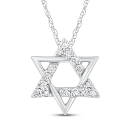 Diamond Star of David Necklace 1/10 ct tw 10K White Gold 18"