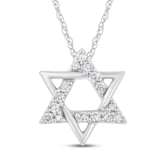 Diamond Star of David Necklace 1/10 ct tw 10K White Gold 18"