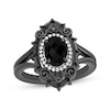 Thumbnail Image 1 of Disney Treasures The Nightmare Before Christmas Oval-Cut Black Onyx & Diamond Ring 1/6 ct tw Black Rhodium-Plated Sterling Silver