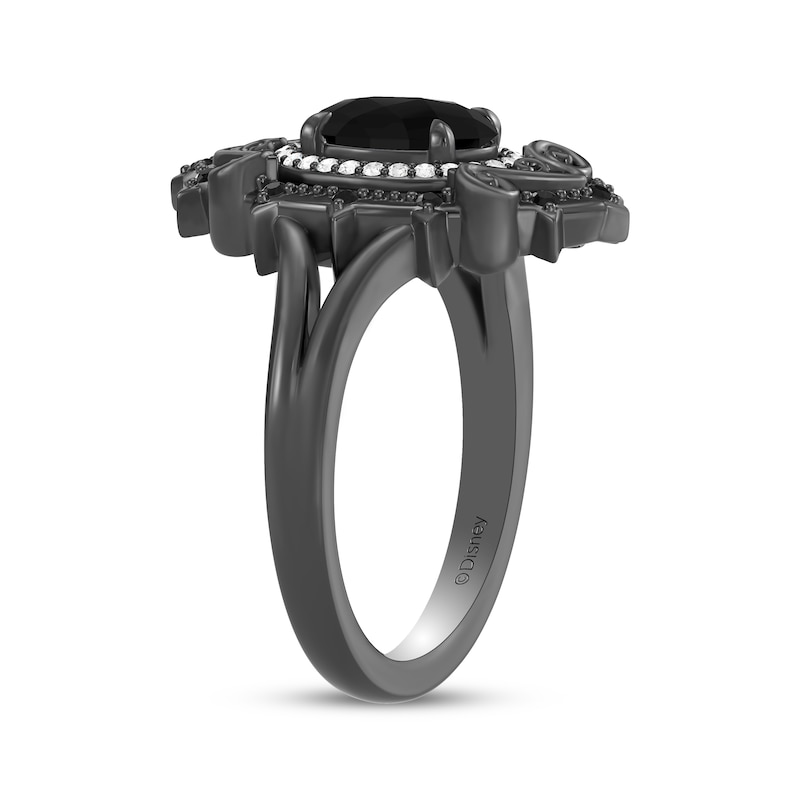 Main Image 2 of Disney Treasures The Nightmare Before Christmas Oval-Cut Black Onyx & Diamond Ring 1/6 ct tw Black Rhodium-Plated Sterling Silver