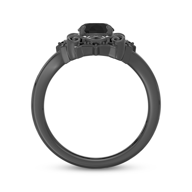 Main Image 3 of Disney Treasures The Nightmare Before Christmas Oval-Cut Black Onyx & Diamond Ring 1/6 ct tw Black Rhodium-Plated Sterling Silver
