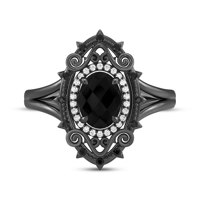 Main Image 4 of Disney Treasures The Nightmare Before Christmas Oval-Cut Black Onyx & Diamond Ring 1/6 ct tw Black Rhodium-Plated Sterling Silver
