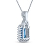Thumbnail Image 3 of Cushion-Cut Swiss Blue Topaz & White Lab-Created Sapphire Drop Necklace Sterling Silver 18"