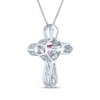 Thumbnail Image 3 of Heart-Shaped Lab-Created Ruby & White Lab-Created Sapphire Cross Necklace Sterling Silver 18"