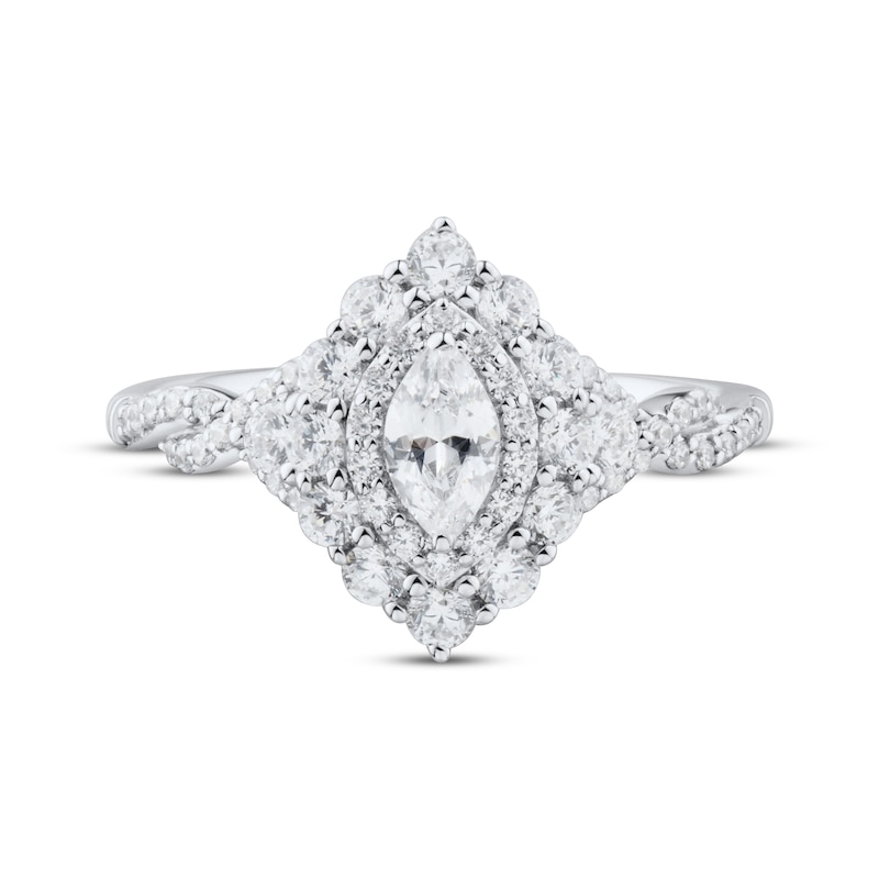 Main Image 3 of Adore Marquise-Cut Diamond Double Halo Engagement Ring 1 ct tw 14K White Gold
