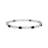 Thumbnail Image 1 of Oval-Cut Garnet & Diamond Accent Marquise Link Bracelet Sterling Silver 7.25"
