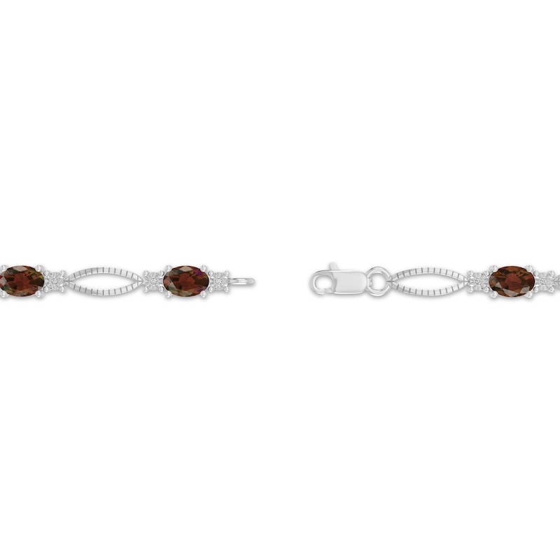 Main Image 3 of Oval-Cut Garnet & Diamond Accent Marquise Link Bracelet Sterling Silver 7.25"