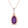 Thumbnail Image 1 of Pear-Shaped Amethyst & White Lab-Created Sapphire Necklace 10K Rose Gold 18"