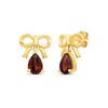 Thumbnail Image 1 of Pear-Shaped Garnet Bow Drop Earrings 10K Yellow Gold