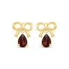 Thumbnail Image 2 of Pear-Shaped Garnet Bow Drop Earrings 10K Yellow Gold