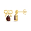 Thumbnail Image 3 of Pear-Shaped Garnet Bow Drop Earrings 10K Yellow Gold