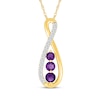 Thumbnail Image 1 of Amethyst & White Lab-Created Sapphire Infinity Necklace 10K Yellow Gold 18"