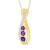 Thumbnail Image 2 of Amethyst & White Lab-Created Sapphire Infinity Necklace 10K Yellow Gold 18"