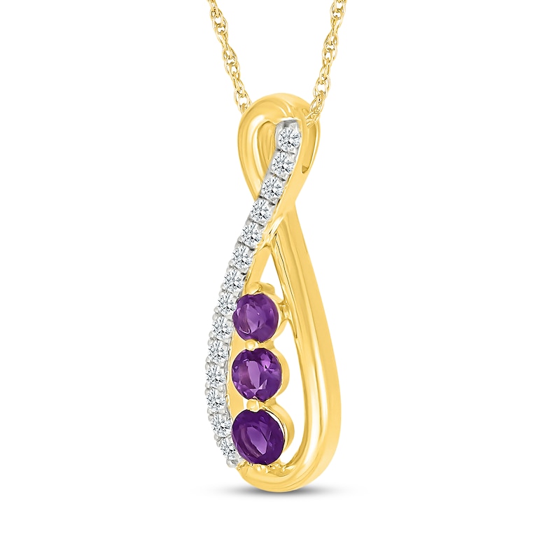 Main Image 2 of Amethyst & White Lab-Created Sapphire Infinity Necklace 10K Yellow Gold 18"
