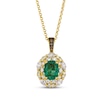Thumbnail Image 1 of Le Vian Oval-Cut Emerald & Diamond Double Halo Necklace 3/4 ct tw 18K Honey Gold 18"