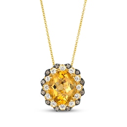 Le Vian Oval-Cut Citrine & Diamond Necklace 3/8 ct tw 14K Honey Gold 20"