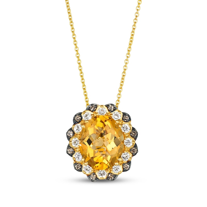Main Image 1 of Le Vian Oval-Cut Citrine & Diamond Necklace 3/8 ct tw 14K Honey Gold 20"
