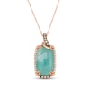 Thumbnail Image 1 of Le Vian Cushion-Cut Aquaprase & Diamond Necklace 1/3 ct tw 14K Strawberry Gold 18"