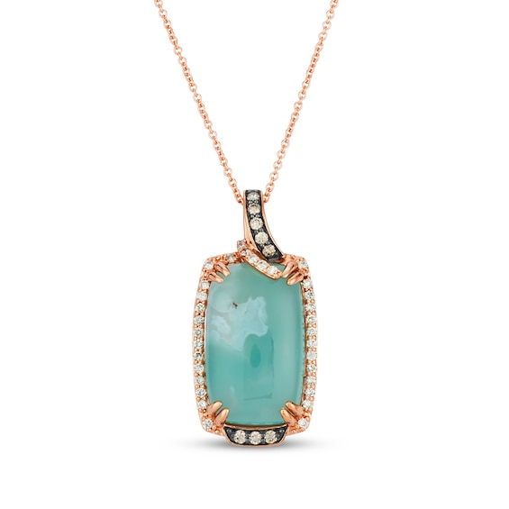 Le Vian Cushion-Cut Aquaprase & Diamond Necklace 1/3 ct tw 14K Strawberry Gold 18"