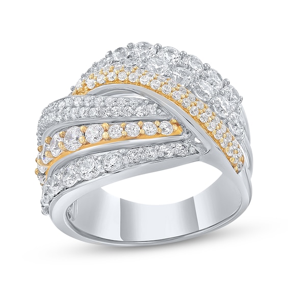 Diamond Crossover Fashion Ring 2 ct tw 14K Two-Tone Gold
