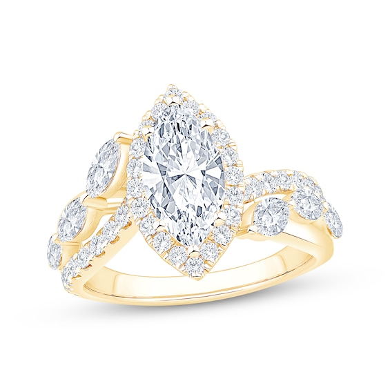 Adore Lab-Grown Diamonds Marquise-Cut Halo Engagement Ring 2-3/4 ct tw 14K Yellow Gold