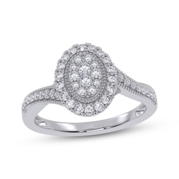 Adore Round-Cut Multi-Diamond Oval-Shaped Halo Engagement Ring 3/8 ct tw 10K White Gold