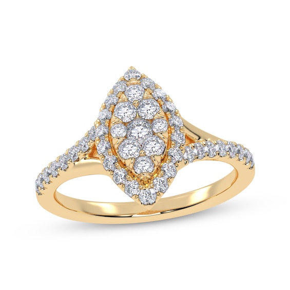 Adore Round-Cut Multi-Diamond Marquise-Shaped Halo Engagement Ring 3/8 ct tw 10K Gold