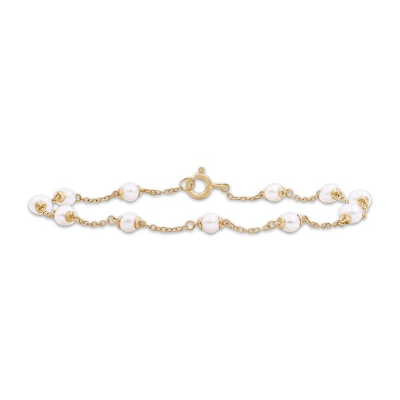 Cultured Pearl Station Bracelet 24K Yellow Gold Vermeil Sterling Silver 7.5"