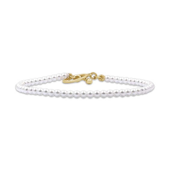 Cultured Pearl Toggle Bracelet 24K Yellow Gold Vermeil Sterling Silver 7.5"