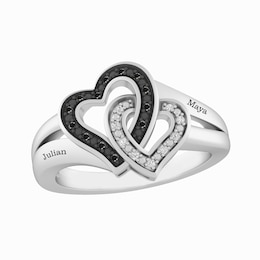 1/20 Ct. tw Black & White Diamond Hearts Promise Ring