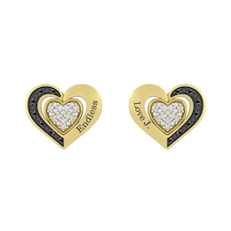 1/10 Ct. tw Black & White Diamond Heart Earrings