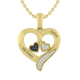 1/10 Ct. tw Black & White Diamond Heart Necklace