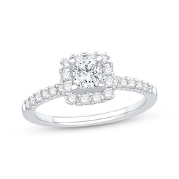Certified Diamond Engagement Ring 5/8 ct tw Princess & Round-cut Platinum
