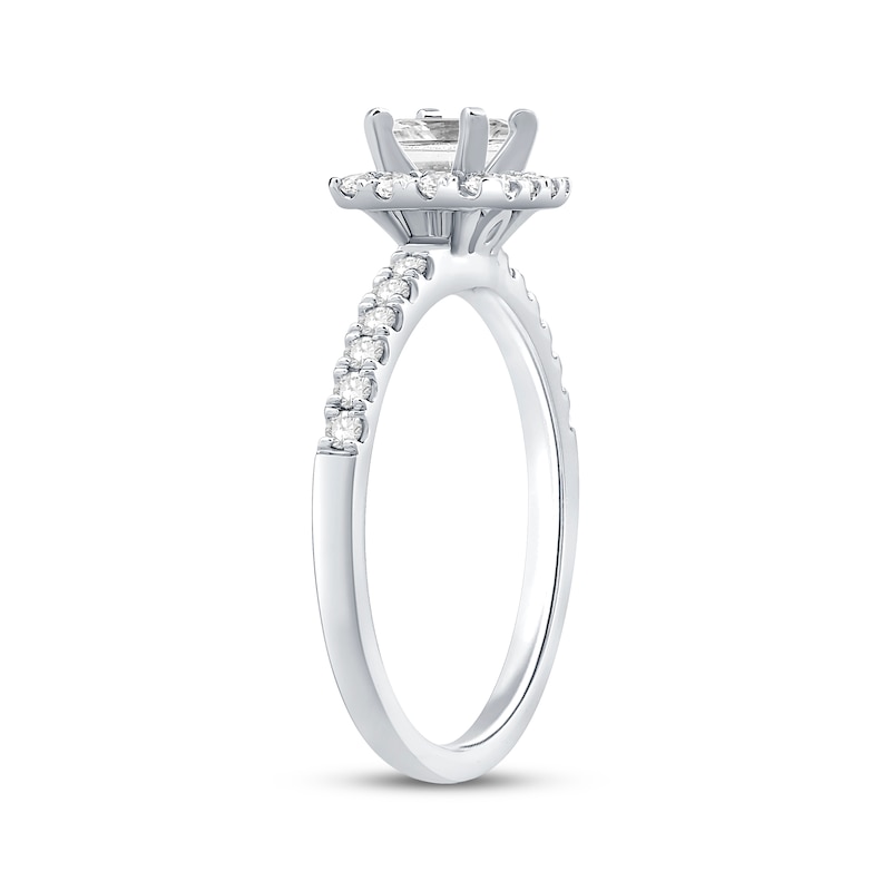 Certified Diamond Engagement Ring 5/8 ct tw Princess & Round-cut Platinum