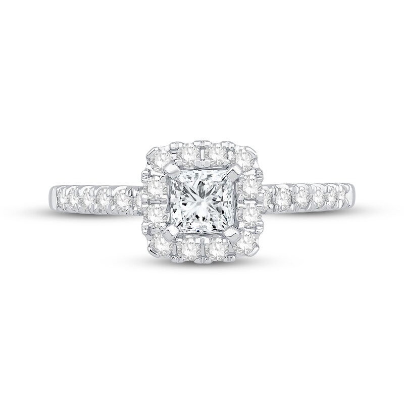 Certified Diamond Engagement Ring 5/8 ct tw Princess & Round-cut Platinum