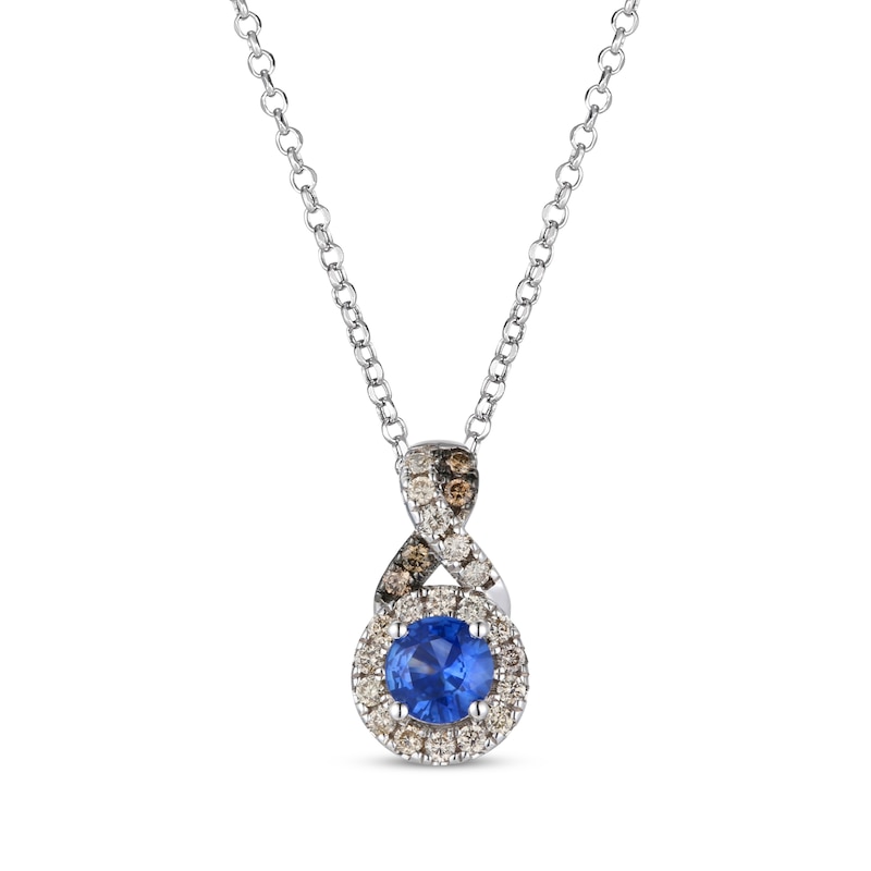 Main Image 1 of Le Vian Chocolate Twist Sapphire Necklace 1/6 ct tw Diamonds 14K Vanilla Gold 19"