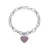 Thumbnail Image 2 of Round-Cut Lab-Created Ruby Heart Charm Bracelet Sterling Silver 7.25“