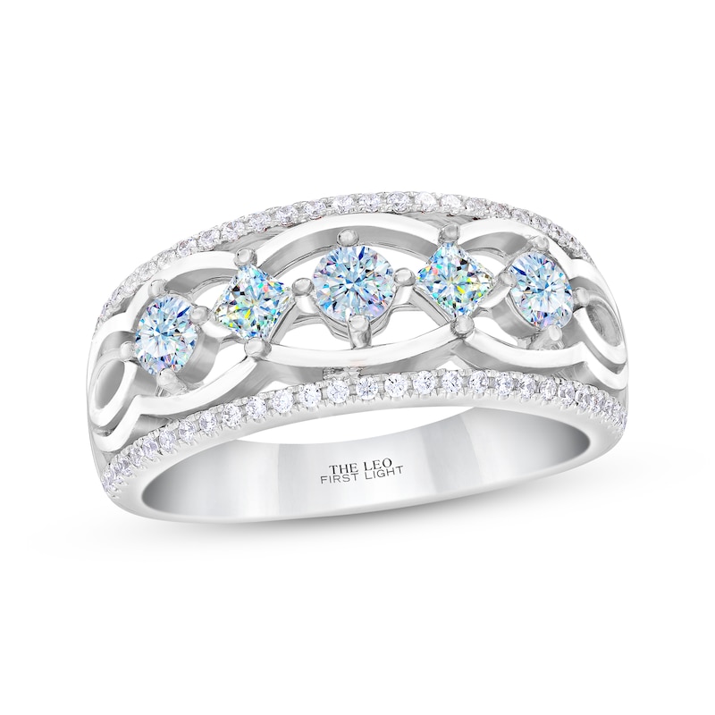 Main Image 1 of THE LEO First Light Diamond Princess & Round-Cut Anniversary Band 3/4 ct tw 14K White Gold