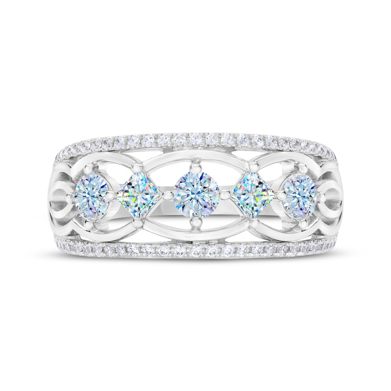 Main Image 3 of THE LEO First Light Diamond Princess & Round-Cut Anniversary Band 3/4 ct tw 14K White Gold