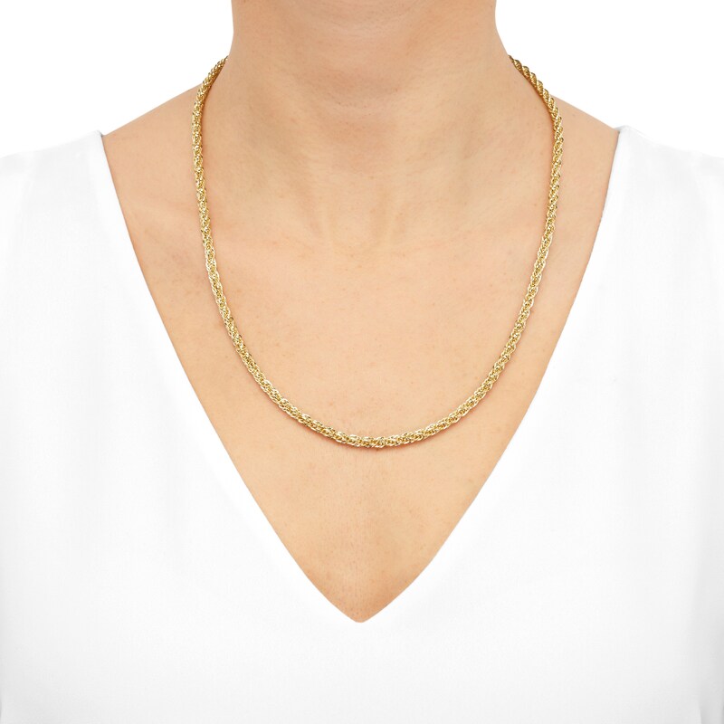 Semi-Solid Infinity Rope Chain Necklace 4mm 10K Yellow Gold 22"