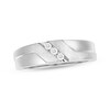 Thumbnail Image 0 of Men's Diamond Diagonal Three-Stone Wedding Band 1/15 ct tw 10K White Gold