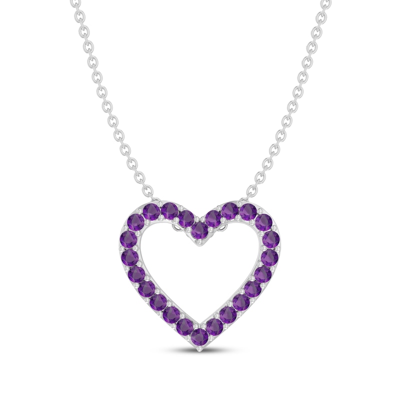 Amethyst Heart Necklace Sterling Silver 18"