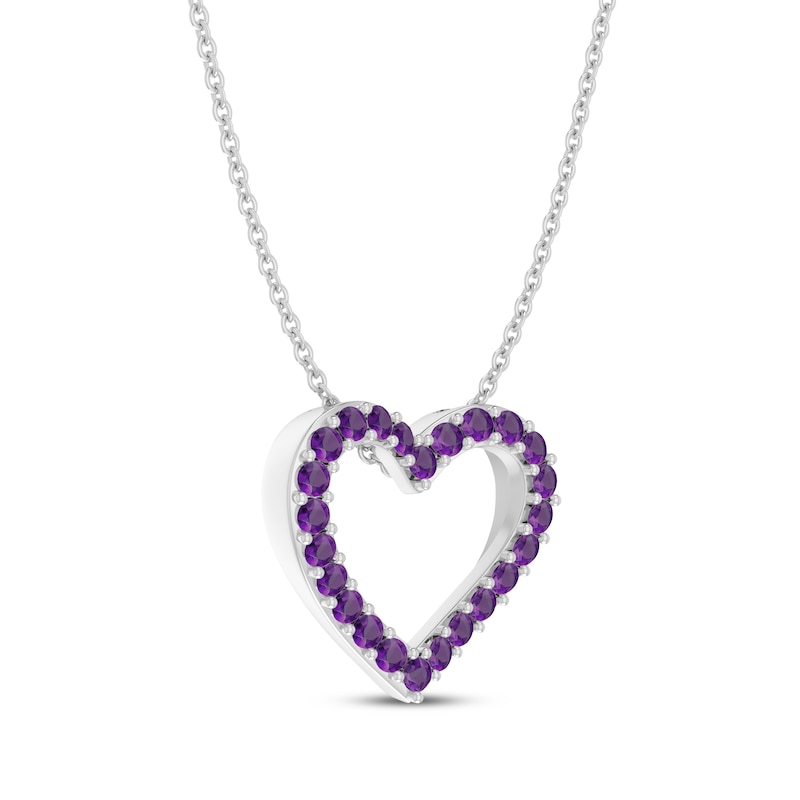 Main Image 2 of Amethyst Heart Necklace Sterling Silver 18"