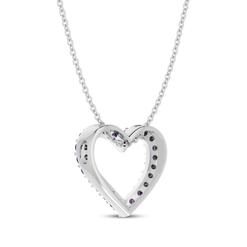 Amethyst Heart Necklace Sterling Silver 18"