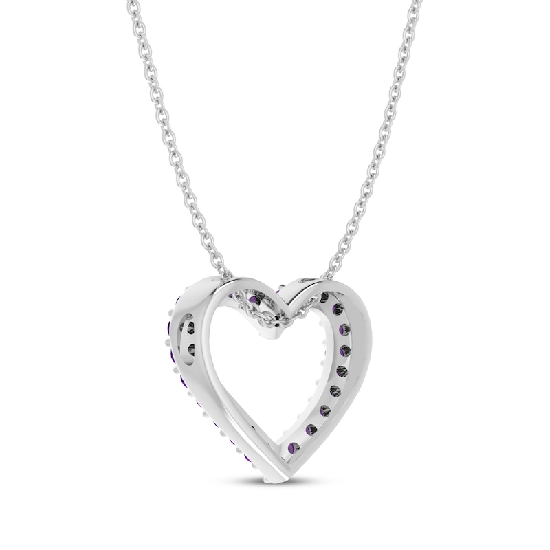 Main Image 3 of Amethyst Heart Necklace Sterling Silver 18"