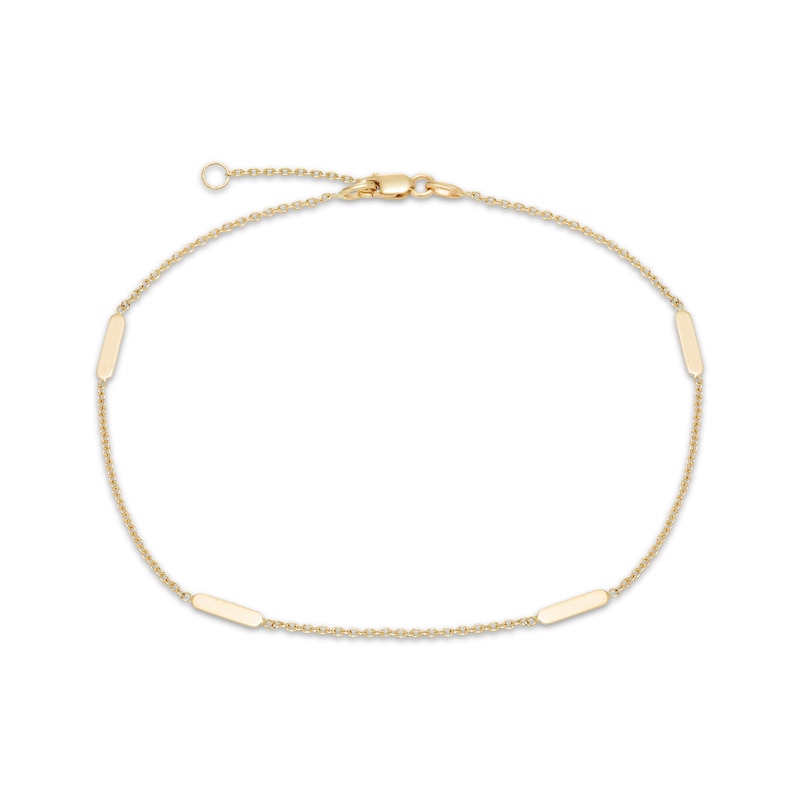 Flat Station Anklet 10K Yellow Gold 10"